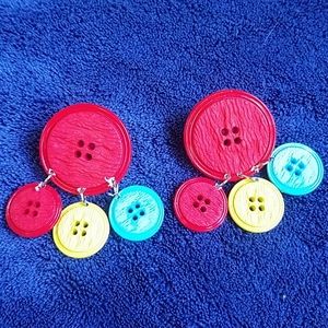 Colorful Vintage Button Earrings